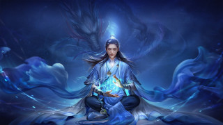 Woman crystal ball dragon fantasy 2 - dragon art free wallpaper