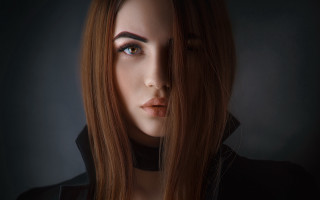 Woman long hair black shirt 5 - portrait photography free wallpaper