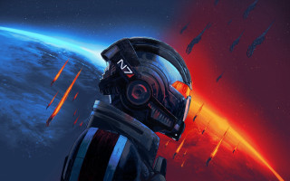 Space station red blue planet - background free wallpaper