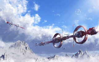 Flying group mountains clouds space - darek zabrocki free wallpaper