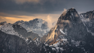Mountain snow clouds sunset landscape - the top free wallpaper