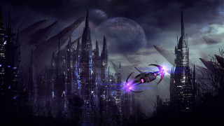 Futuristic city spaceship night sky - the night sky free wallpaper