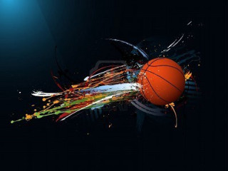 Basketball paint splatters spotlight black - abstract art free wallpaper