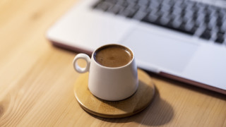 Coffee cup saucer laptop keyboard - edi rama free wallpaper
