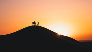 Hill sunset group cinematic silhouette - top of a hill free wallpaper