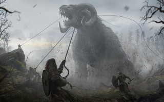 Forest giant monster sword man - darek zabrocki free wallpaper
