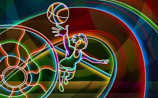 Basketball player jumping basket abstract - a basketball player free wallpaper
