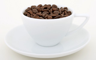 White cup coffee beans saucer - coffee bean free wallpaper