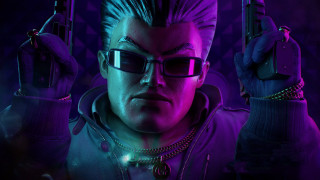 Man guns sunglasses purple room - his hands in free wallpaper