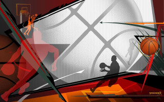 Basketball player dunk abstract shapes - a basketball player free wallpaper