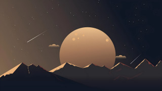 Sunset mountains stars moon aurora - brazier free wallpaper