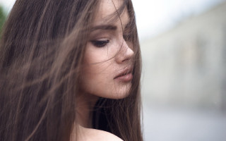 Woman longhair cellphone outdoor daylight - flowing hair free wallpaper