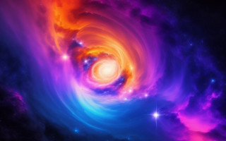 Colorful spiral light space stars - galaxy free wallpaper
