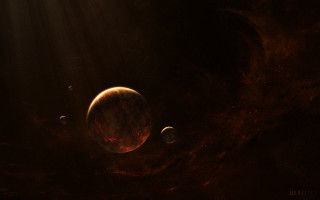 Red planet space art moon - the top of it free wallpaper