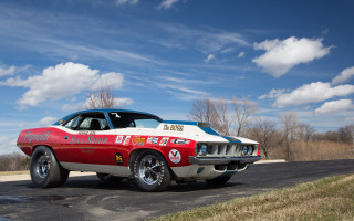 Red white car driving road - car free wallpaper