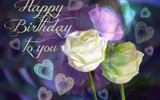 Roses purple background happy birthday - two rose free wallpaper