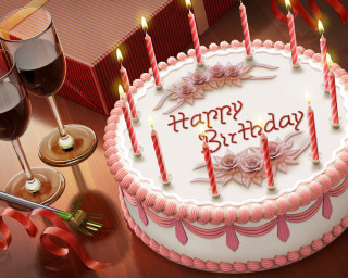 Birthday cake wine glasses red - a birthday cake free wallpaper