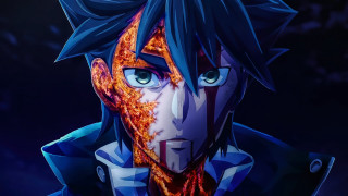 Blue hair man red tie - a blue coat free wallpaper