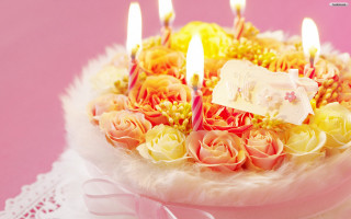 Rococo pastel cake candles flowers - a cake free wallpaper