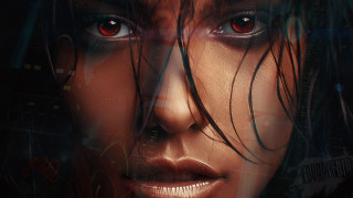 Futuristic woman red eyes cyberpunk - cyberpunk art free wallpaper