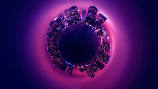 Cityscape night purple light bridge - circular free wallpaper
