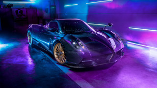 Purple sports car neon garage - rich free wallpaper