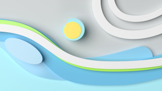 Blue green yellow ball curved - abstract background free wallpaper