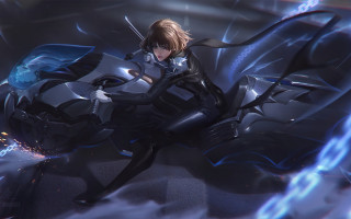 Futuristic woman cloud suit lightning - lightning free wallpaper