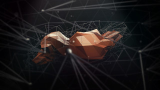 Red object lines dots 3d - low free wallpaper