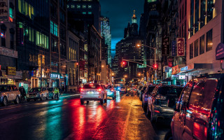 Tokyo city street night traffic - both side free wallpaper