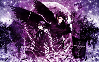 Anime characters wings full moon - a full moon and trees free wallpaper