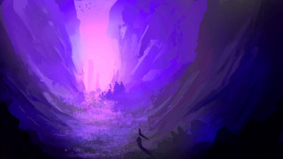 Purple landscape person bird night - matte fantasy painting free wallpaper