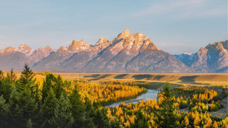 River forest mountain autumn sunset - hillside next free wallpaper