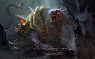 Monster fire mouth bird concept - a large head free wallpaper