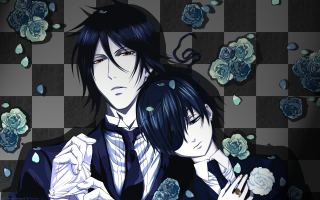 Couple people checkered wall roses - wall behind them free wallpaper
