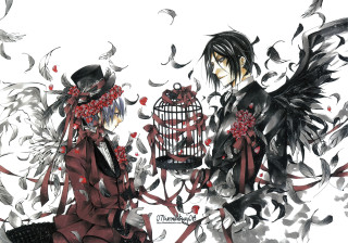 Two people black red bird - two person free wallpaper