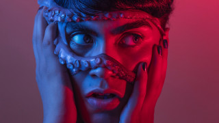 Woman mask redlight transgressive promotional - a weird face free wallpaper