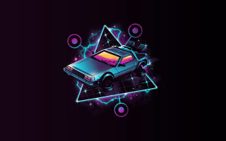 Car triangle speakers retrofuturism synthwave - synthwave free wallpaper