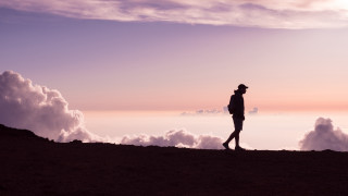 Hill sunset silhouette clouds ocean - sunset free wallpaper