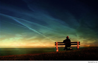Man bench ocean sunset sky - allen tupper true free wallpaper