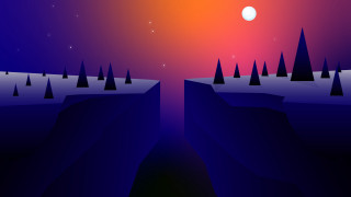 Landscape trees moon night sky - low free wallpaper
