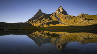 Mountain lake reflection nature cedric - a matte painting free wallpaper