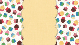 Cupcake pattern yellow background hole - a cross stitch free wallpaper
