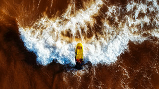 Surfboard wave ocean person night - in the ocean free wallpaper