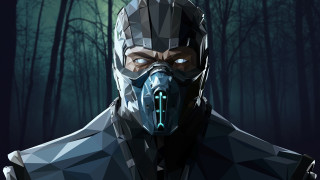 Futuristic man mask forest glowing - green light free wallpaper