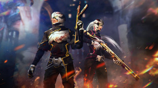 Armor battlefire swords and guns - two person free wallpaper