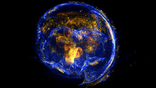 Blue yellow sphere space aurora - circle free wallpaper