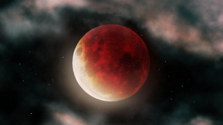 Red moon clouds night sky - a red moon free wallpaper
