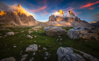 Mountain range clouds forefront forest - derold page free wallpaper