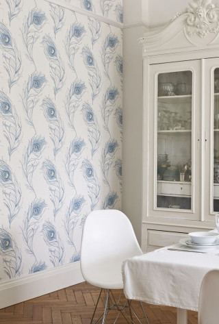 White chair table white cabinet - feature free wallpaper